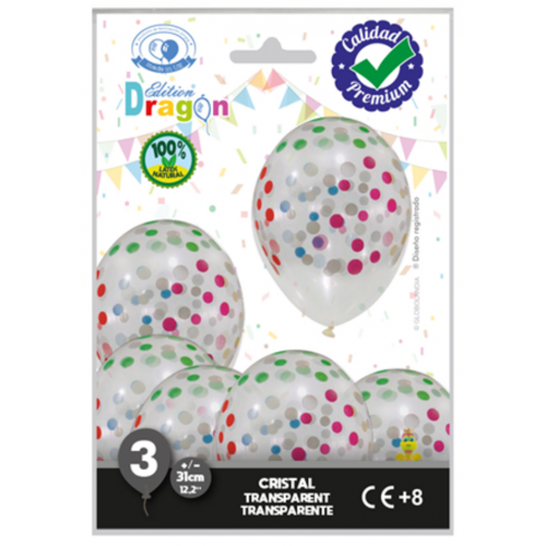 Bolsa de 3 Globos Transparentes con...
