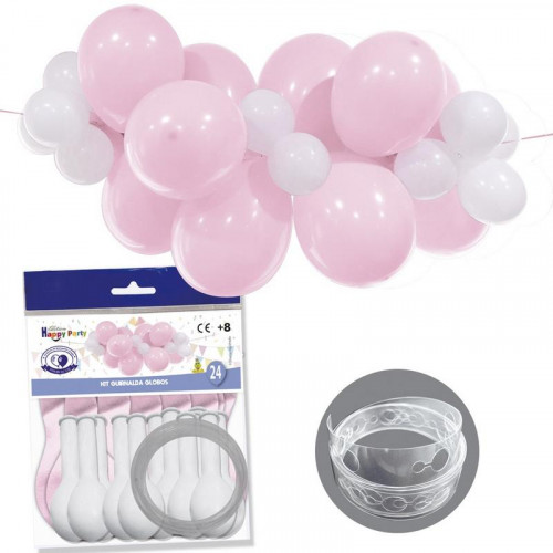 Guirnalda con 24 Globos Rosa y Blanco...