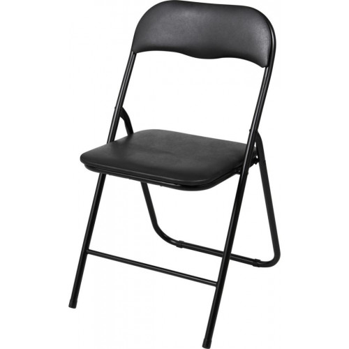 Silla Plegable de Símil Piel Negra