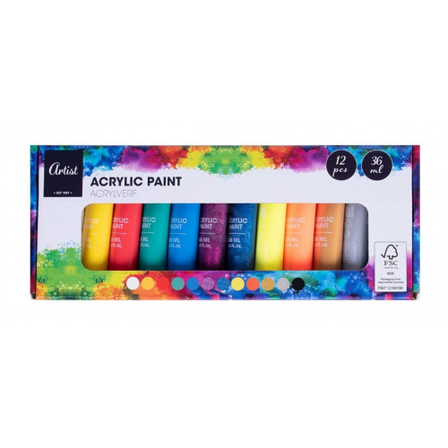Pintura Acrílica 36 ml 12 Unidades