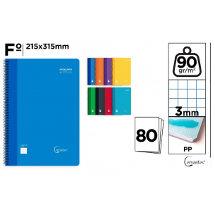 Cuaderno Folio 3x3 mm 80...