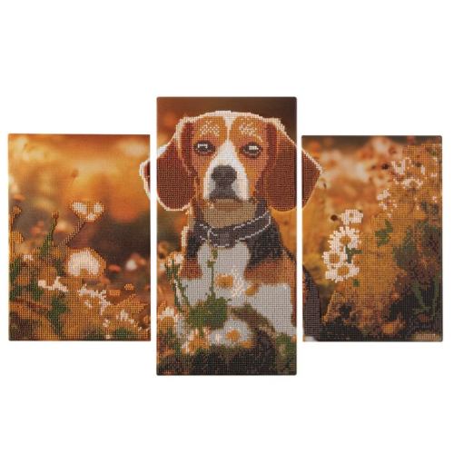 Pintura con Diamantes Tríptico de Perro