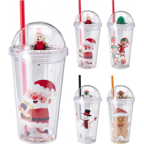 Vaso de Navidad con Pajita