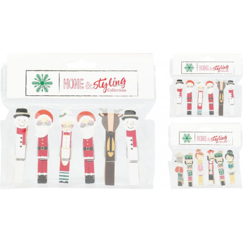 Set de 6 pinzas decorativas navideñas