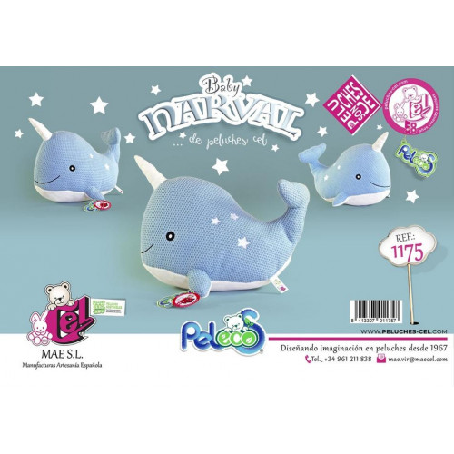Peluches y Cojines Baby Narval 34 cm