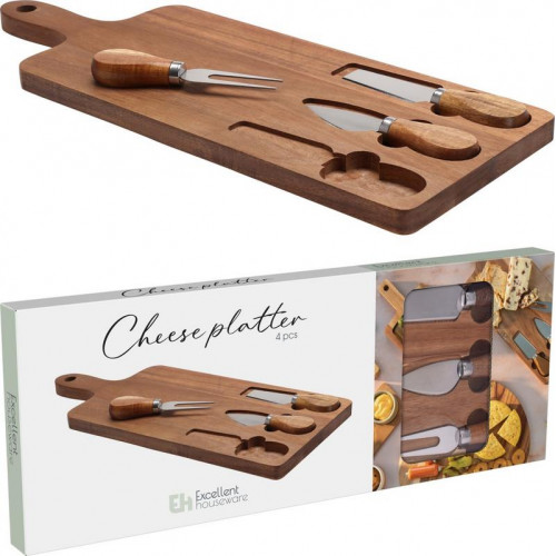 Tabla de quesos con tres cuchillos