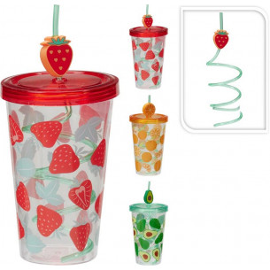 Vaso con Pajita de Frutas...