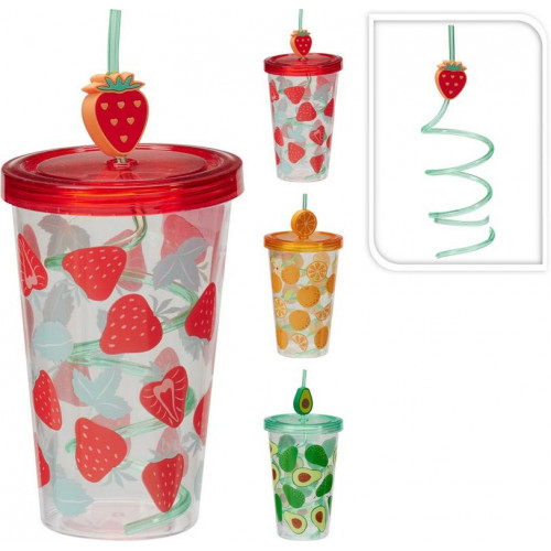 Vaso con Pajita de Frutas 600 ml...