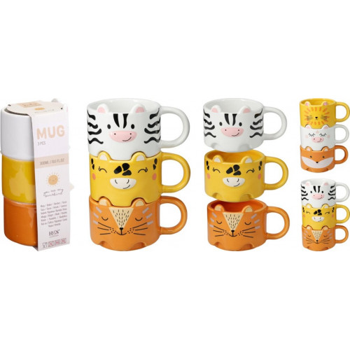 Set de 3 Tazas de 600 ml 10x10x24 cm