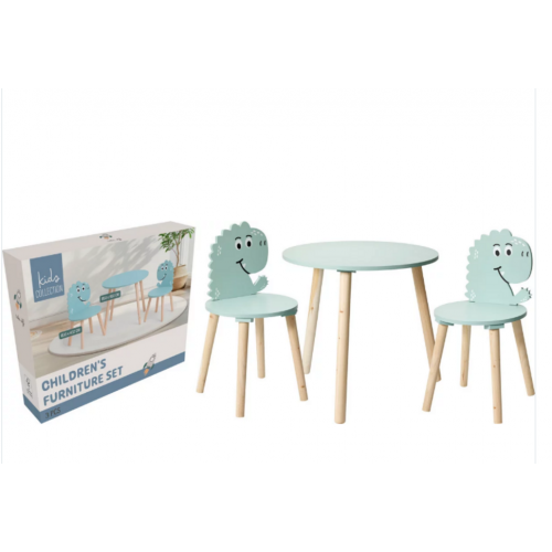 Mesa y Sillas de Madera Azul Infantil