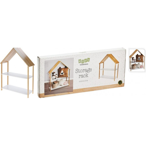Estantería de madera en forma de casa