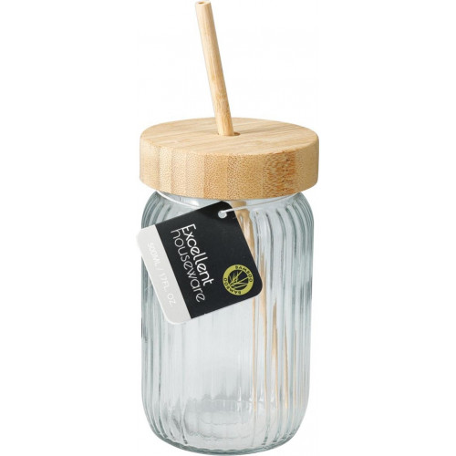 Vaso de 500 ml con Tapa de Bambú