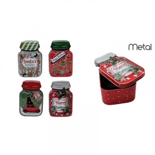 Bote Metálico Navideño con Diseño de...