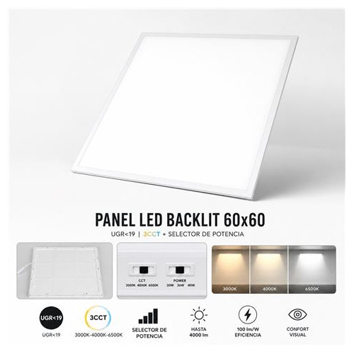 Panel LED 60x60 Backlit UGR19 3CCT...