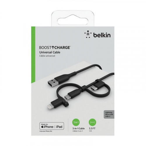 Belkin Cable USB-A 3 en 1 1 Metro 15W...