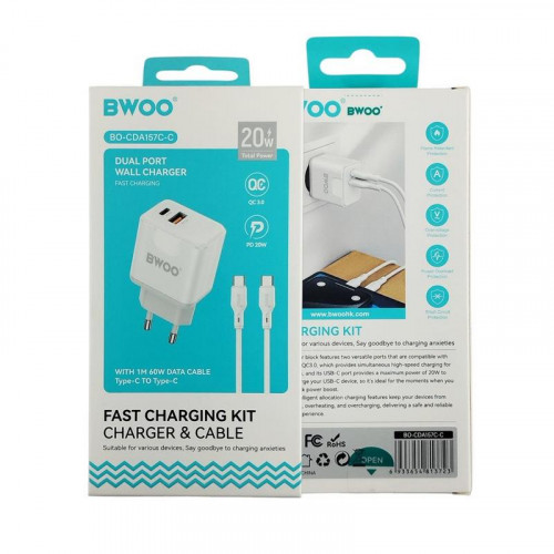 Cargador Rápido BWOO 20W Doble Puerto...