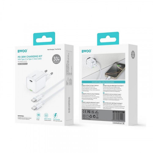 BWOO Cargador Rápido 30W Cable Type-C...