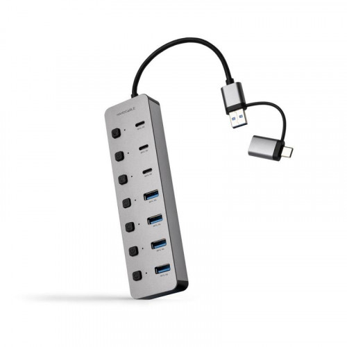 Hub Nanocable USB-A/C a USB-A/C Plata...
