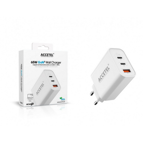 Cargador de Pared Accetel GaN3 65W...