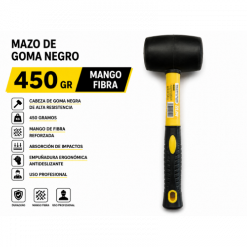 Mazo de Goma Negro 450 g con Mango de...