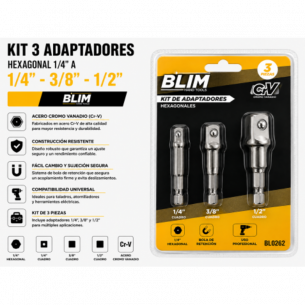 Kit 3 Adaptadores 1/4...