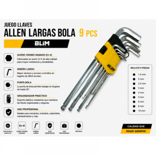 Juego de Llaves Allen Largas con Bola...