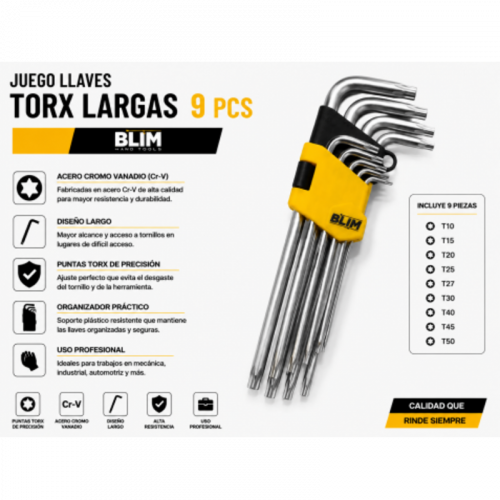 Juego de Llaves Torx Largas 9 Piezas...