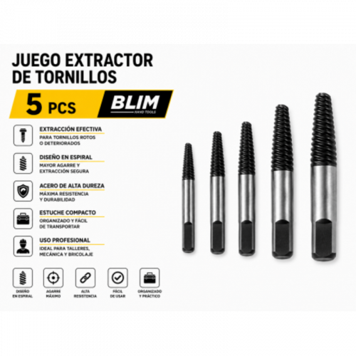 Juego Extractor de Tornillos 5 Piezas...