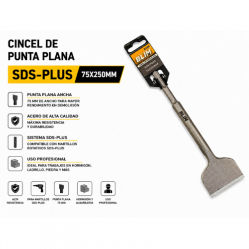 Cincel de Punta Plana SDS-Plus 75x250...