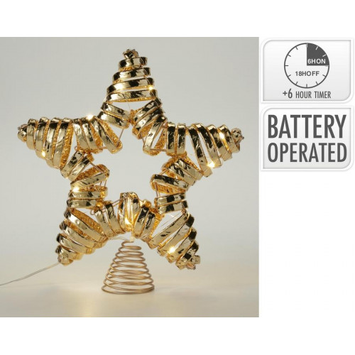 Punta de Árbol Estrella LED 28 cm Oro