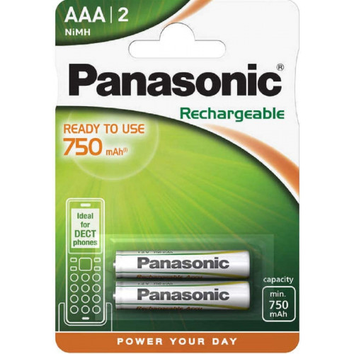 PANASONIC Pilas Recargables PACK 2 Unidades AAA NI-MH750