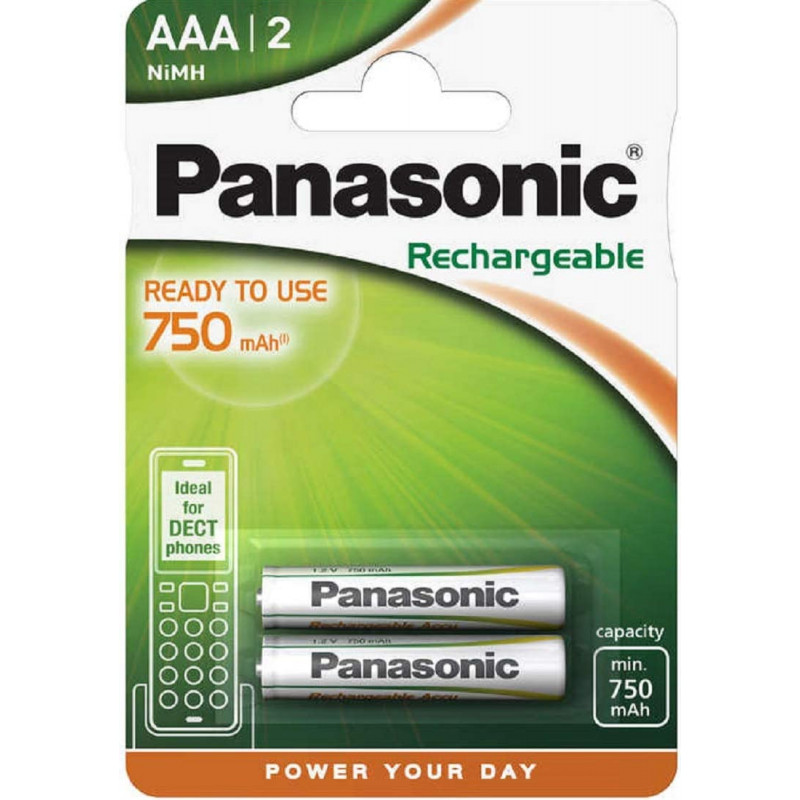 PANASONIC Pilas Recargables PACK 2 Unidades AAA NI-MH750