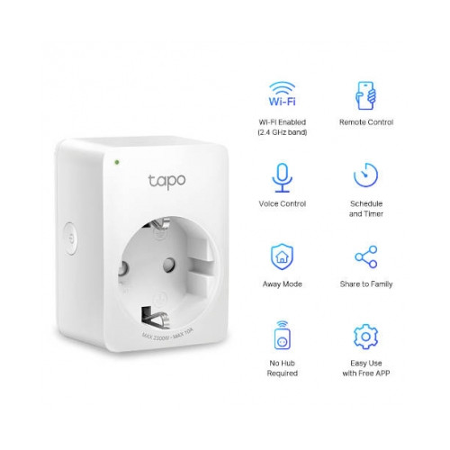 ENCHUFE WIFI SMART PLUG INTELIGENTE TP-LINK TAPO P100 / WIFI / BLUETOOTH / CONTROL DE VOZ