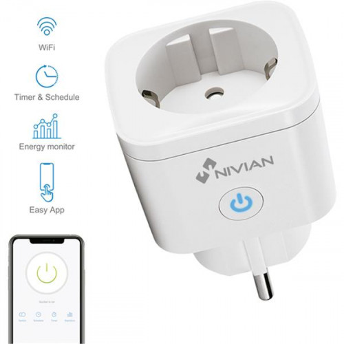 ENCHUFE MINI WIFI SMART PLUG INTELIGENTE NIVIAN / WIFI / 16 Amp / NVS-SOCKETF-W2