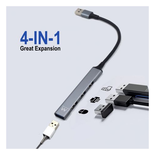 HUB EWENT SLIM EW1144 USB 3.2 CON 4 PUERTOS(3 USB 2.0 Y 1 USB 3.2)