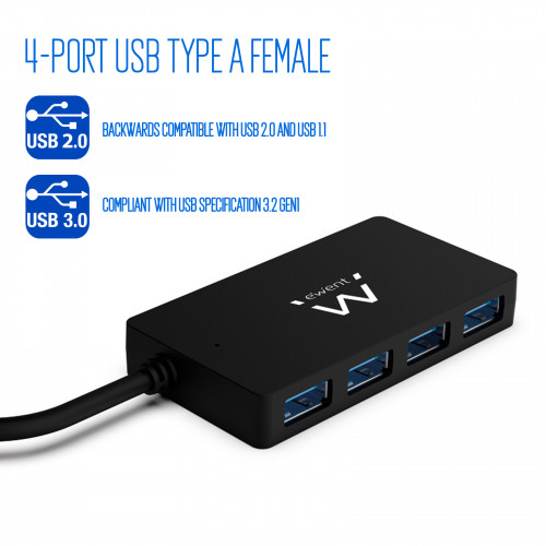HUB USB EWENT 4 PUERTOS / USB 3.2 /  EW1136