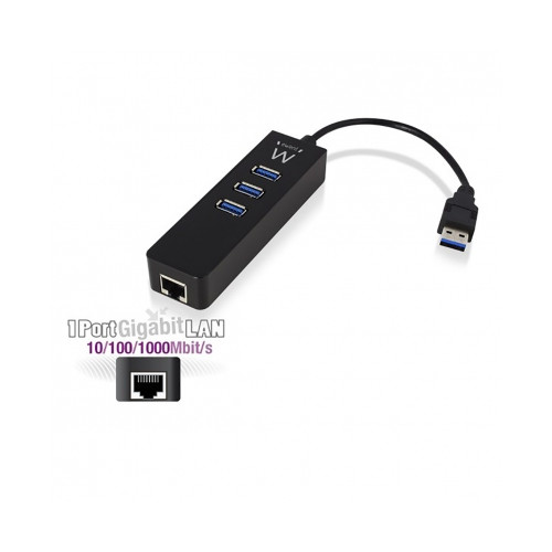 HUB USB 3.1 EWENT / 3 X USB 3.1 / 1 X LAN 10/100/1000 RJ45 / EW1140
