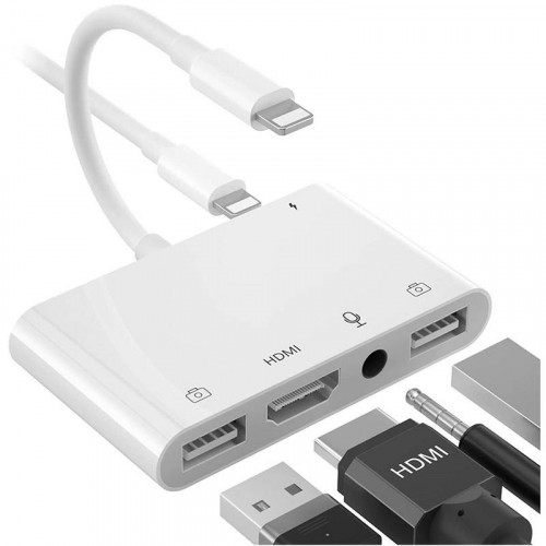 Adaptador Lightning a HDMI, 2xUSB y Jack