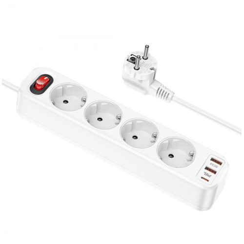 Hoco NS1 Regleta 4 Tomas 2xUSB 18W...