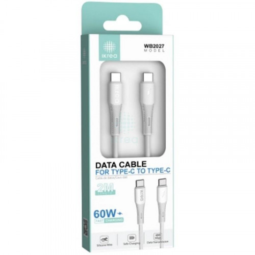 Ikrea Cable USB-C a USB-C 60W 2m Blanco
