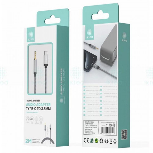 Ikrea WB1361 Adaptador Audio USB-C a...