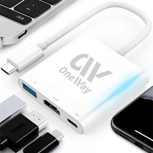 Oneway Dock Hub USB-C 3 En 1 HDMI...