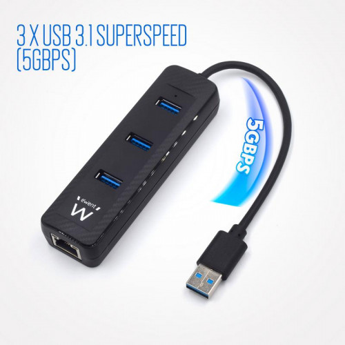 Ewent EW1140 Hub USB 3.1 con Ethernet...