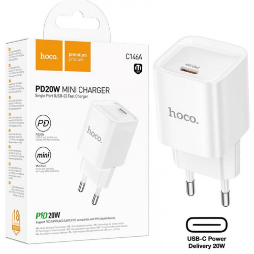 Hoco C146A Cargador USB-C 20W PD Blanco