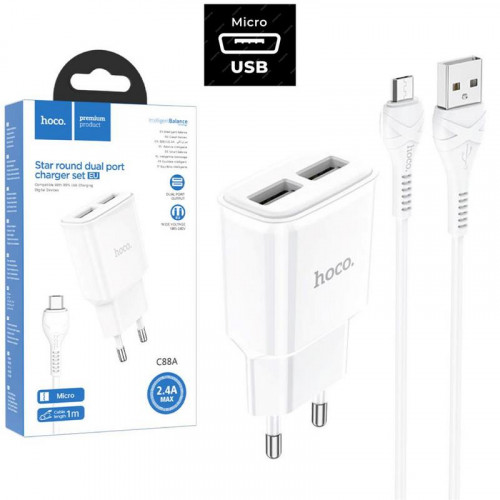 Hoco C88A Cargador Doble USB + Cable...