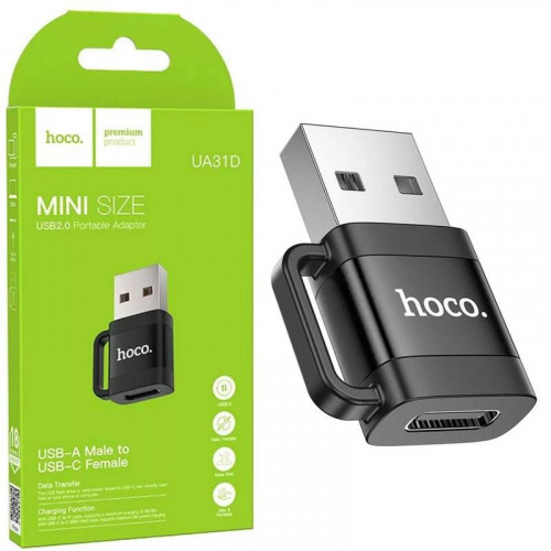 Adaptador USB-A a USB-C Hoco UA31D Negro