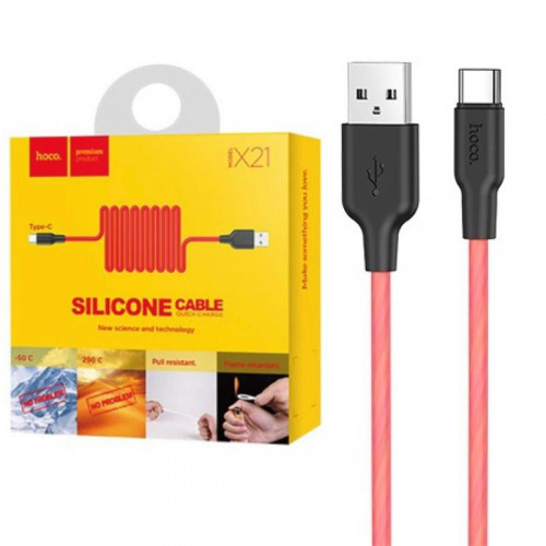 Hoco X21 Cable USB a USB-C Rojo 1 Metro