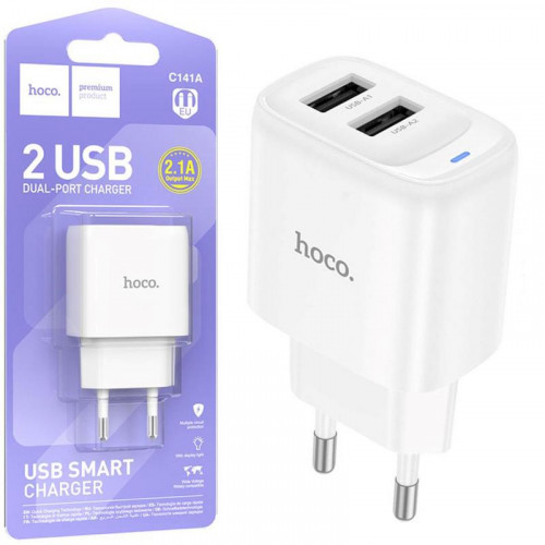Hoco C141A Cargador USB-A Dual 2.1A...