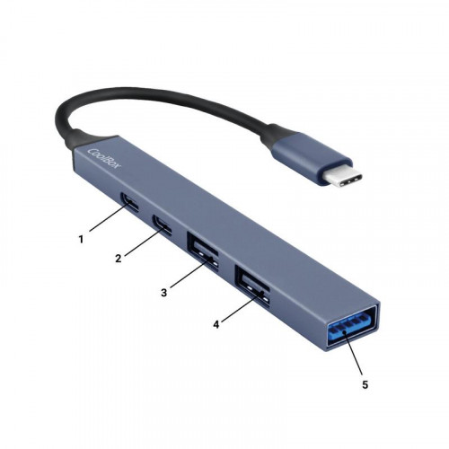 Coolbox Minidock5 Hub Usb-C Aluminio
