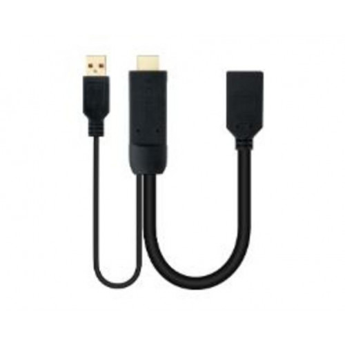 Nanocable USB-A/HDMI/M a DP/H 20cm Negro